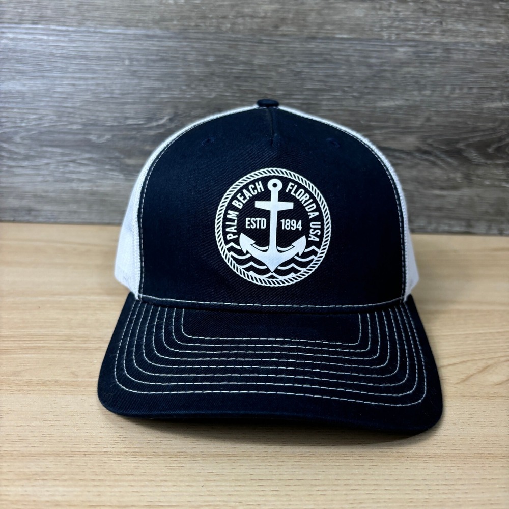Palm Beach Hat Cap Snap Back Blue‎ Florida Beach Fishing Anchor Richardson
